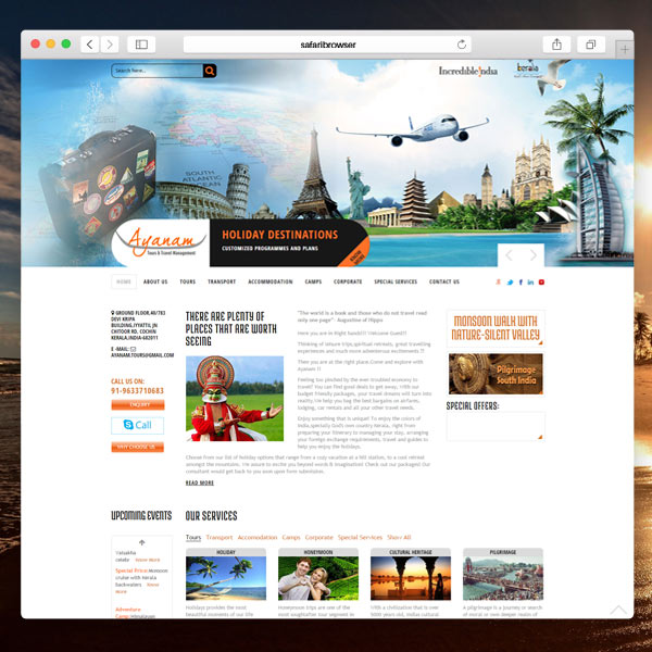 Ayanam Tours & Travel Management Website Portfolio